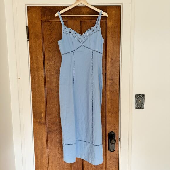 MADEWELL Sweetheart Powder Blue Linen Blend Midi Dress NWT Size 6 - Picture 2 of 10